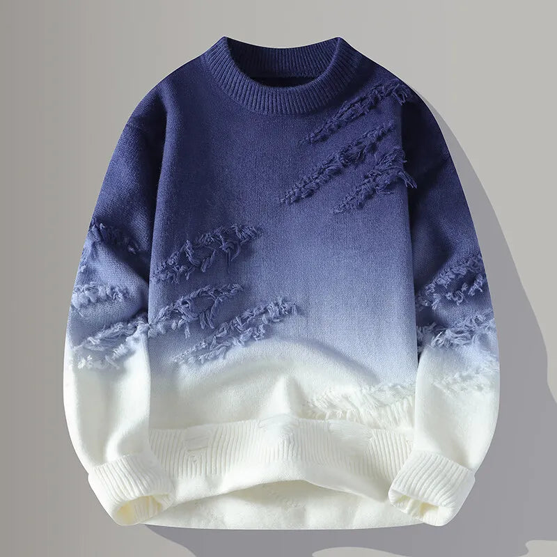 Pull Tricot Gradient Nuvair Pour Homme Amawinc Ombre Dégradé Et Texture Usée Confort