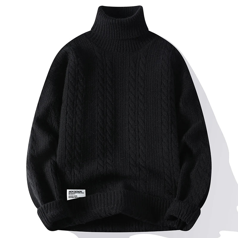 Col Roulé En Maille Torsadée À Coupe Ajustée Idéal Pour Automne Hiver Confortable Et Élégant
