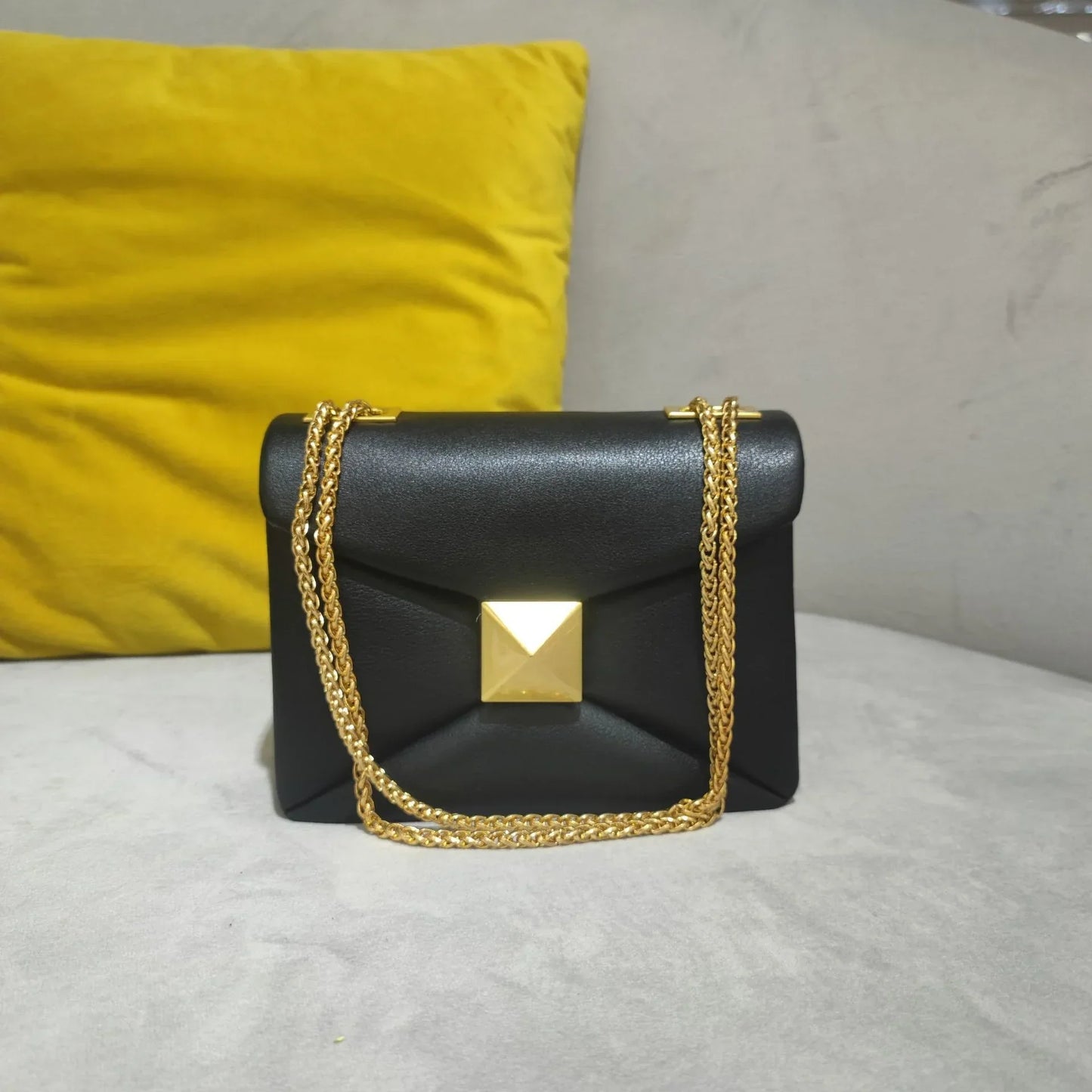 Amawinc Luxe Sac Bandoulière En Cuir Avec Clous Détails Et Chaîne Polyvalente Jour Nuit