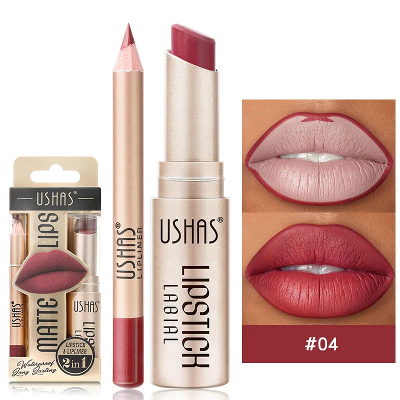 BE X Ushas Rouge À Lèvres Matte Avec Crayon Contour Double Utilisation Offres Spéciales Acheter 2 Obtenez 1 Gratuit