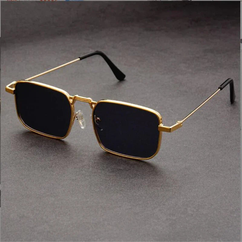 Lunettes de Soleil Rectangulaires Amawinc Nexium Cadre Métal Ultra Léger Verres UV400 Plaquettes Ajustables Unisexe