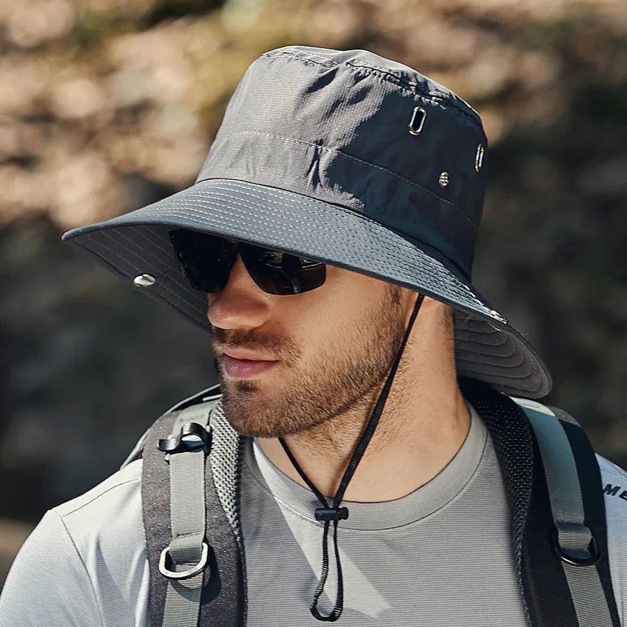 Chapeau SunGuard Léger Pliable Avec Perforations Bandeau Absorbant Bord Flottant Protection Tete Cou Réglable