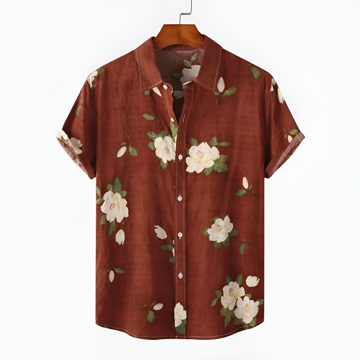 Acosta Chemise Florale Décontractée à Manches Courtes Respirante, Polyvalente Pour L'Été Avec Col Classique