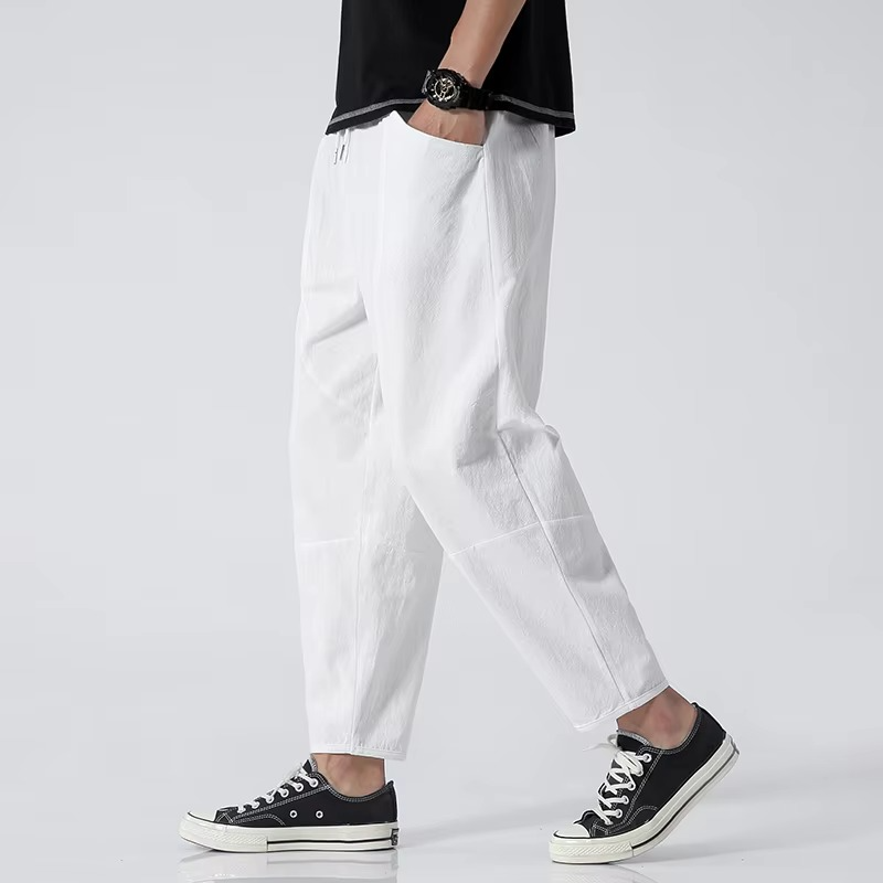 Pantalon Décontracté Pour Homme En Coton 100 Pour Cent Léger À La Cheville Pour L'Été Par Amawinc