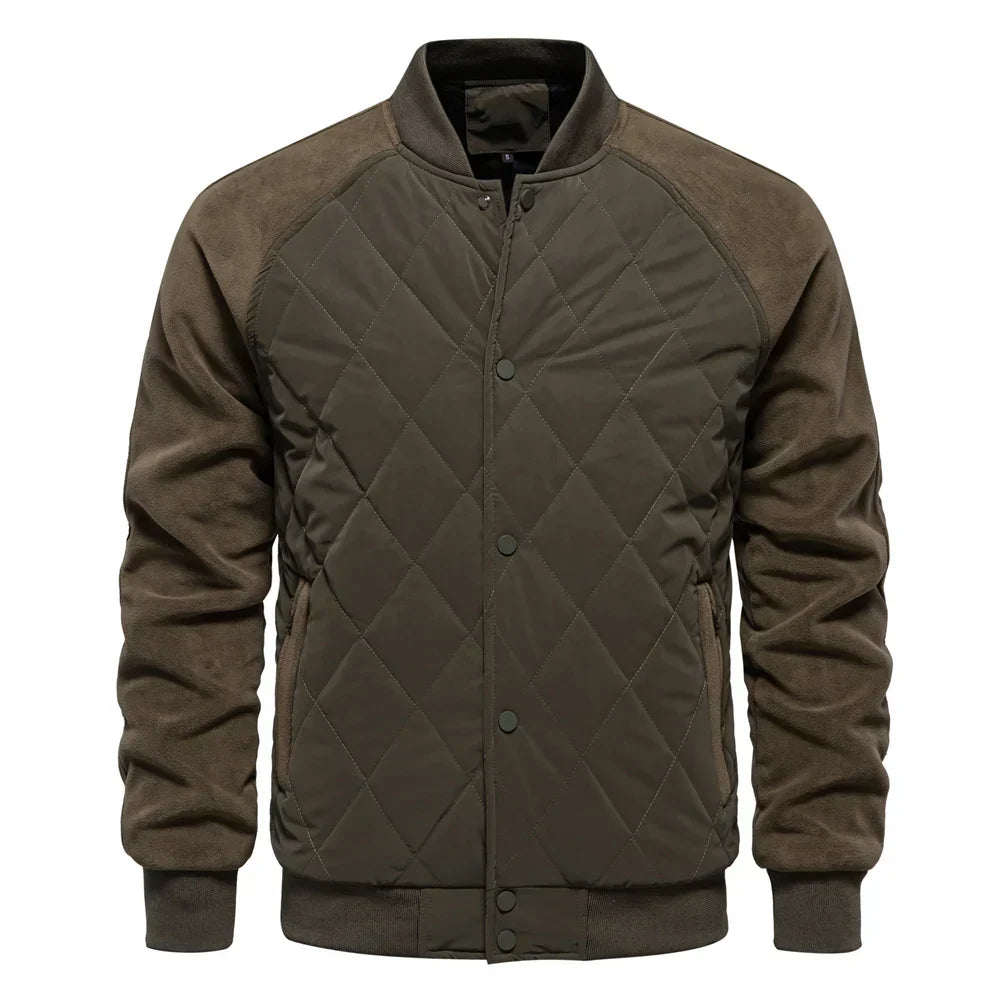 Nolan Veste Bomber Matelassée Avec Avant Diamant Et Manches Imitation Suède Bords Côtes Coupe Ajustée Confortable