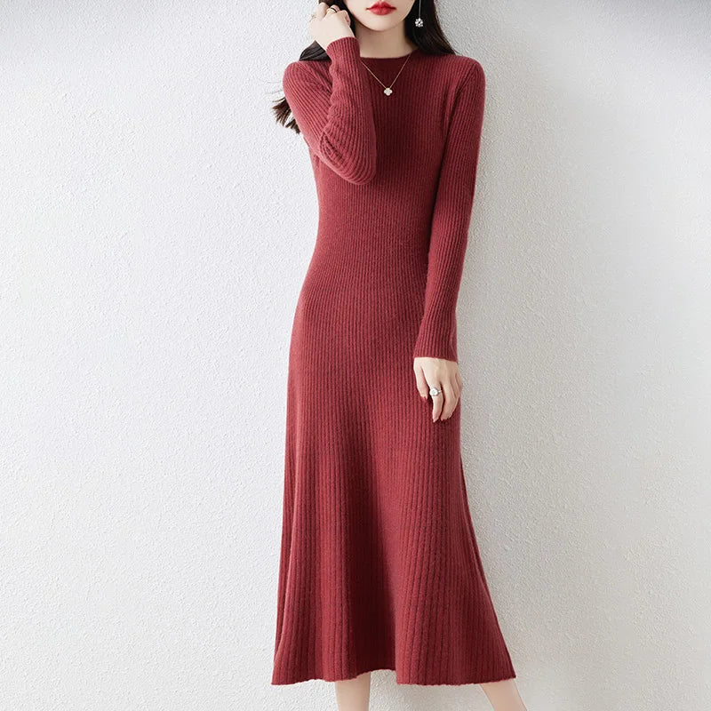 Robe En Laine À Manches Longues Camilla Amawinc Minimaliste Et Chaleureuse Pour Le Jour Et La Nuit