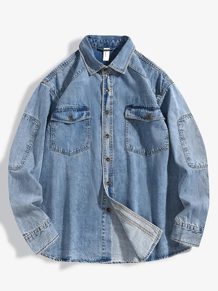 Chemise Utilitaire Denim Robuste Coton Durable Homme Moderne Style Décontracté Confortable