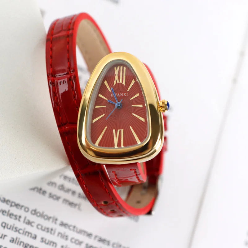Montre Cadmus Artisanale Avec Cadran Serpent Mouvement Quartz Haute Qualité Bracelet Cuir Confortable Esthétique Rétro