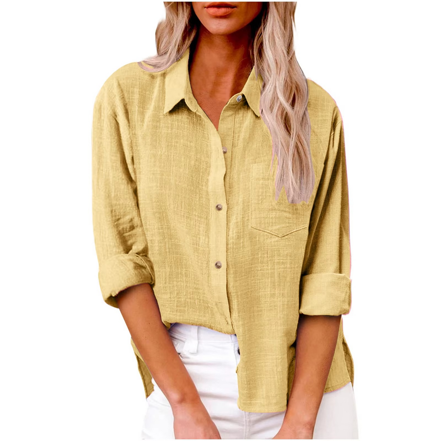 Blouse Décontractée En Coton Lin À Manches Longues Pour Femmes Printemps 2025 Confort Et Élégance