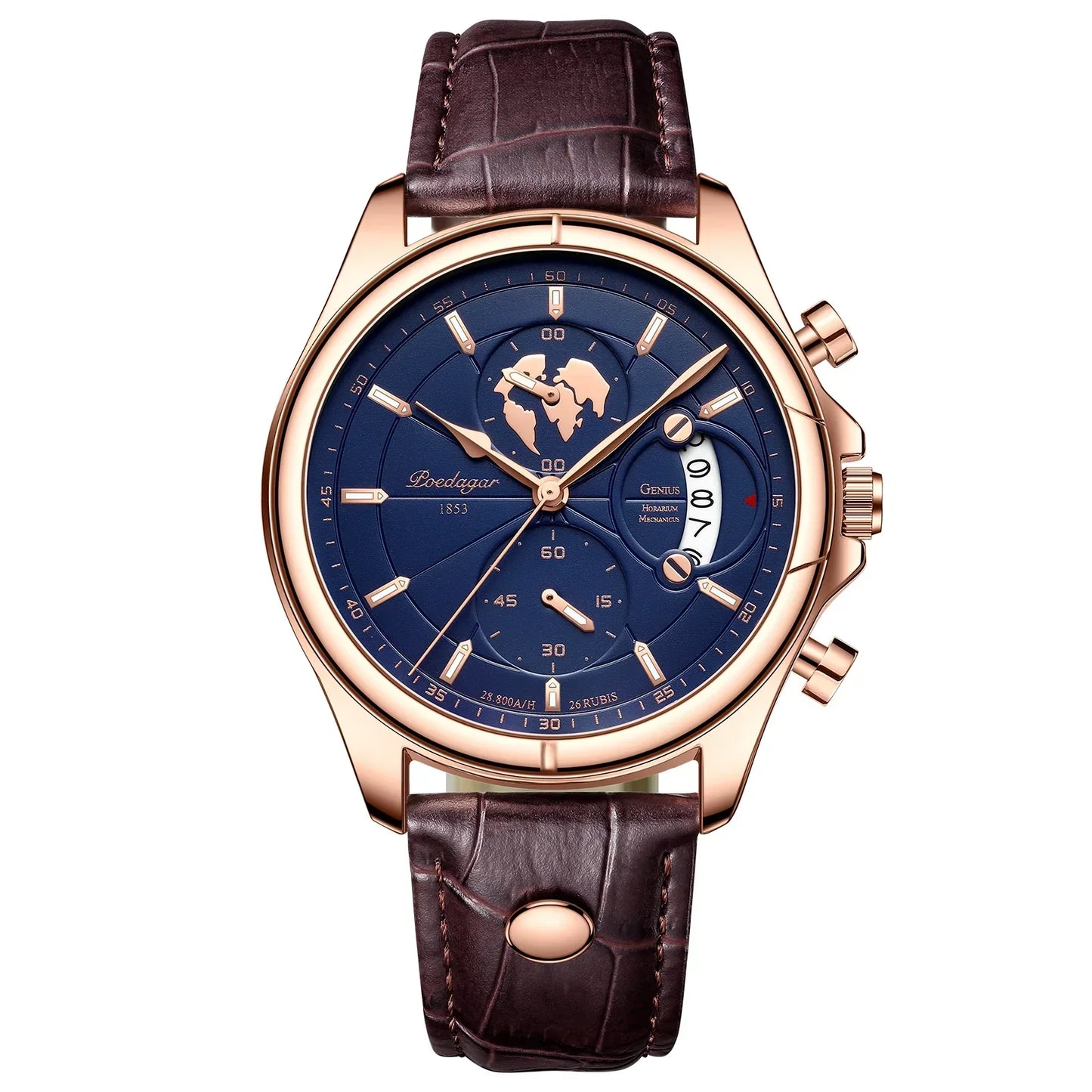 Montre Daven En Acier Inoxydable Avec Lunette Cannelée Résistante Aux Rayures Étanche À 3 ATM Trois Cadrans