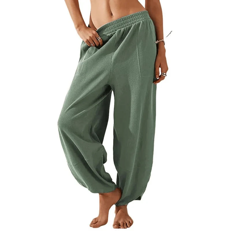 Sophia Pantalon À Jambe Large Évasée Confortable Élastique Léger Pour Printemps Automne