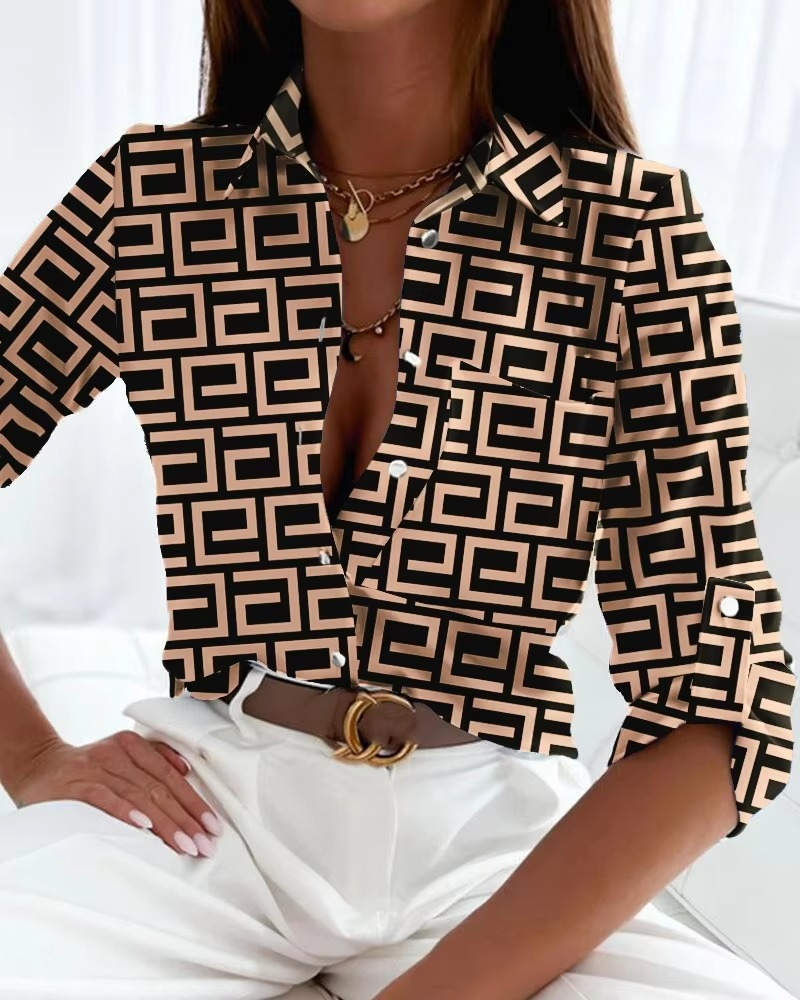 Blouse À Rayures Élégante Pour Femme Manche Longue Coupe Slim Pour Bureau Et Soirée