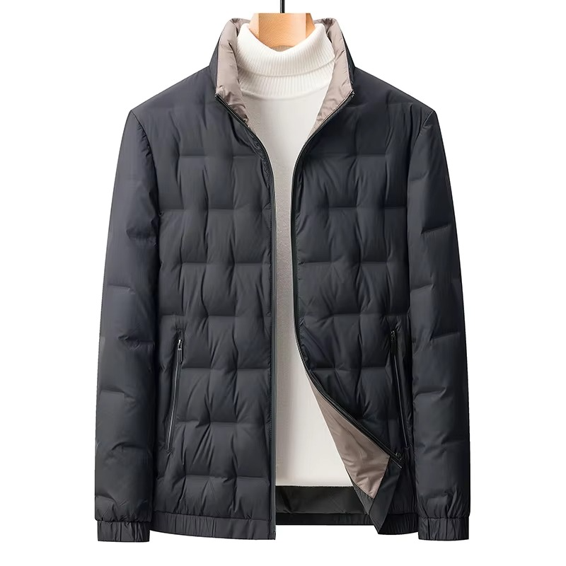 Veste Homme 2024 Couleur Unie Col Montant Slim Fit En Duvet D Oie Pour Chaleur Et Style Affaires Moderne
