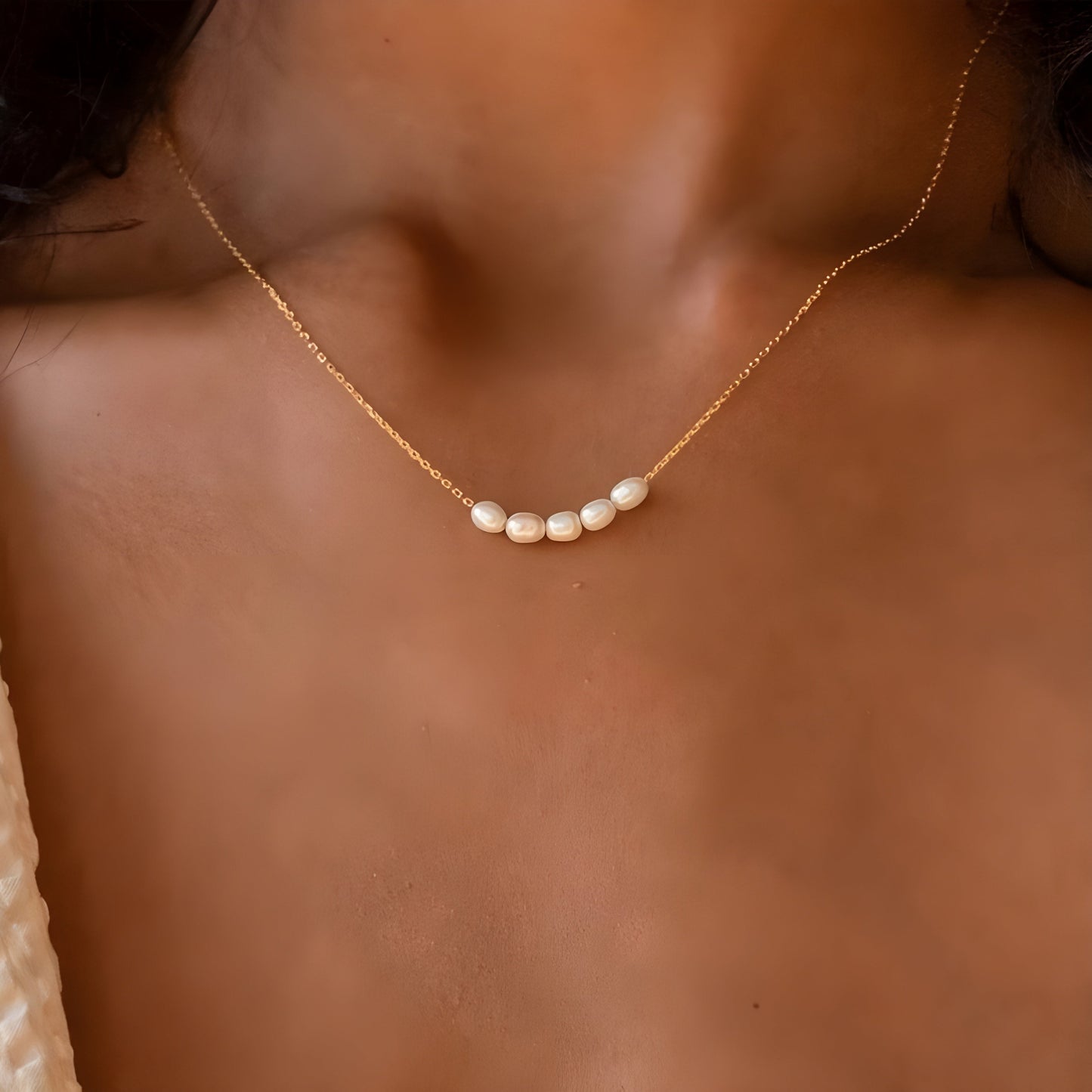 Collier Délicat Avec Perles Baroques Fausses Sur Chaîne Câble Or Jaune Ou Argent Minimaliste Acier Inoxydable