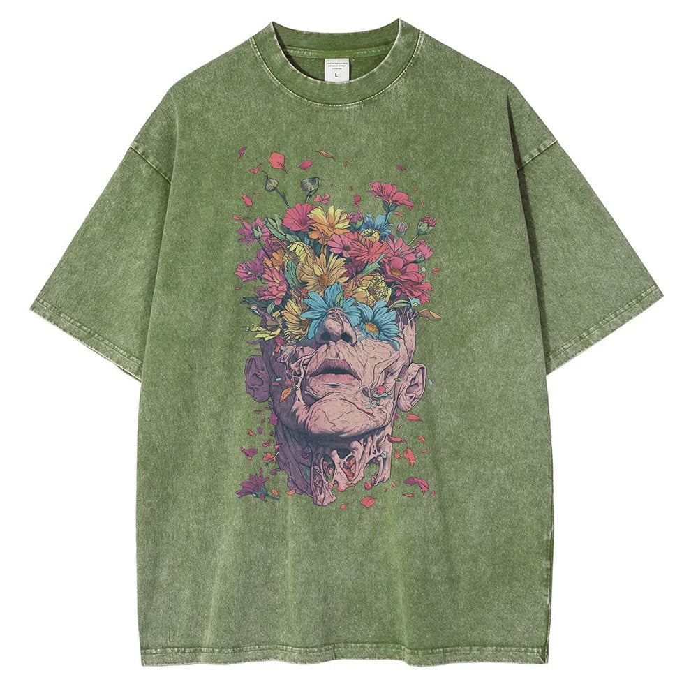 Amawinc Titan Bloom T Shirt Graphique Coton Premium Coupe Oversized Confort Respirant Design Intriqué