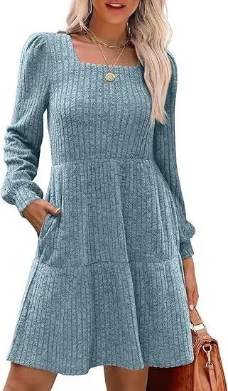 Robe Mini Élégante Emma Amawinc Encolure Carrée Pour Femme Élégance Intemporelle Et Confort Moderne