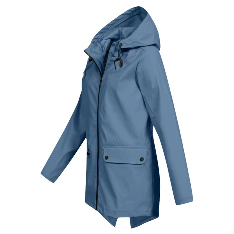 Veste Trench Imperméable À Capuche Doublée Velours Pour Automne Et Hiver Pour Femmes