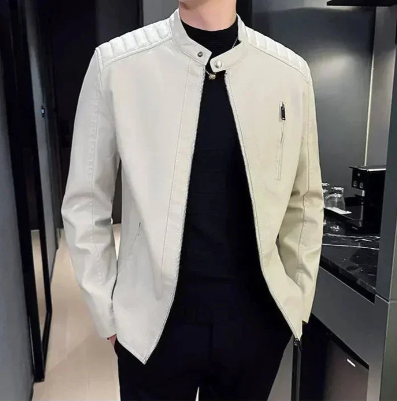Veste Homme En Cuir PU Slim Fit Avec Poches Zippées Léger Pour Quotidien Urbain Amawinc Matteo
