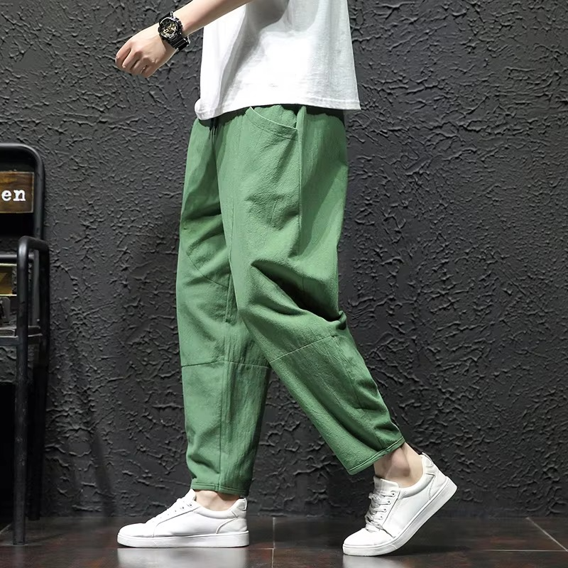 Pantalon Décontracté Pour Homme En Coton 100 Pour Cent Léger À La Cheville Pour L'Été Par Amawinc