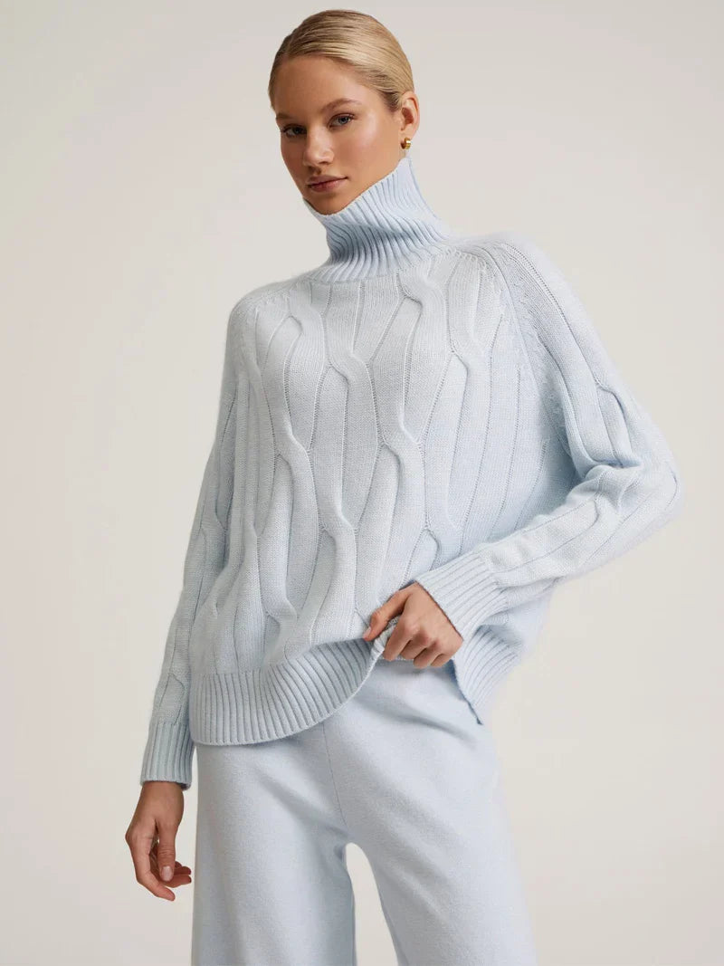 Ensemble Cachemire Doux Noelle Avec Col Roulé Et Maille Torsadée Confort Décontracté Chaud Et Respirant