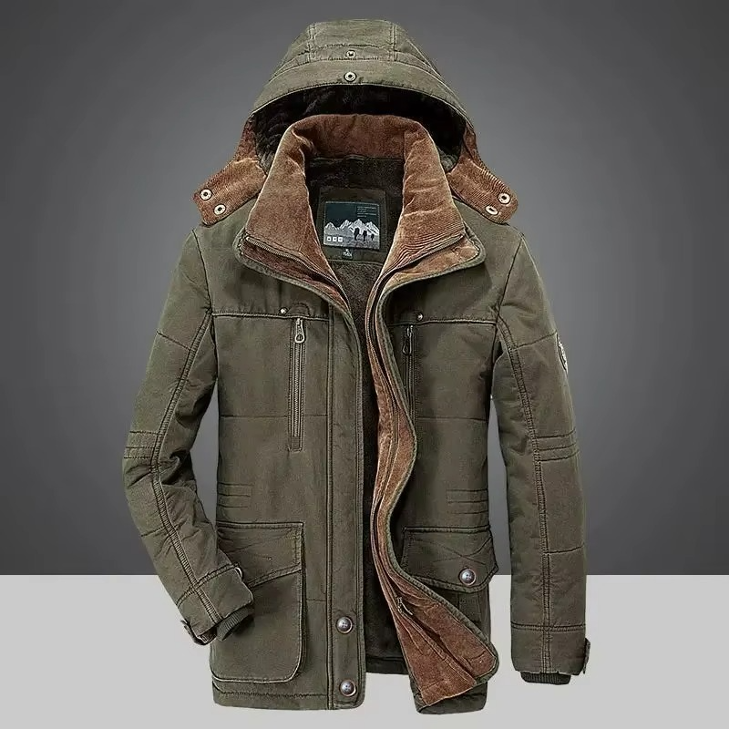 Parka Homme Hivernale Avec Doublure En Molleton Épais Et Poches Multiples Pour Temps Très Froid