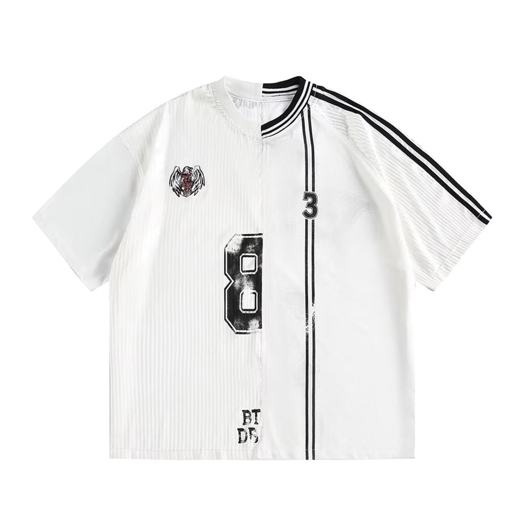 Jersey Graphique À Panneaux Contrastés Avec Broderie Et Références Vintage En Coton Col Rond Coupe Regular