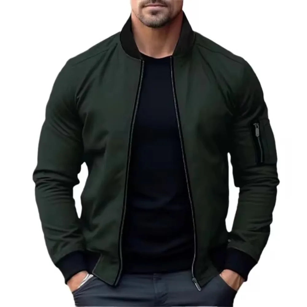 Veste Bomber Maverick Pour Homme Amawinc Résistant Au Vent Fermeture Éclair Durable Doublure Douce Pour Toute Année