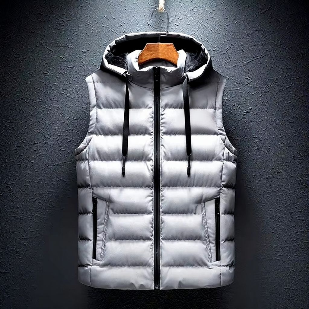 Gilet Sans Manches À Capuche Matelassé En Coton Pour Homme Avec Fermeture Éclair Tailles Plus Jusqu À 6XL