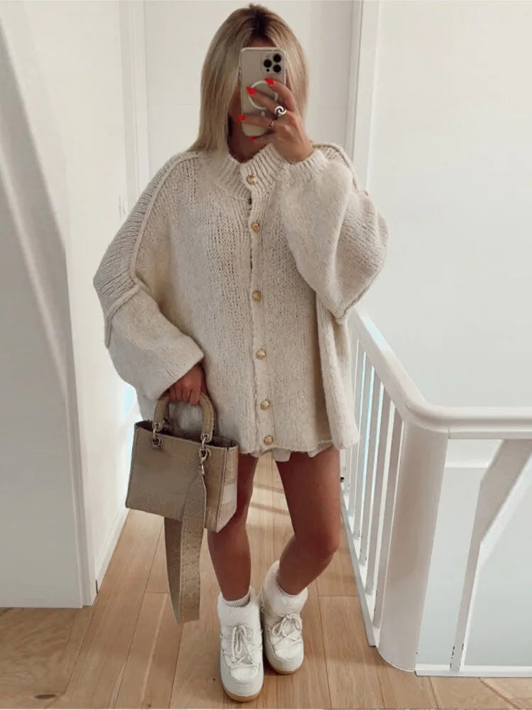 Harper Cardigan Tricot Hiver Décontracté Pour Femmes À Boutons Pour Un Look Confortable Et Élégant