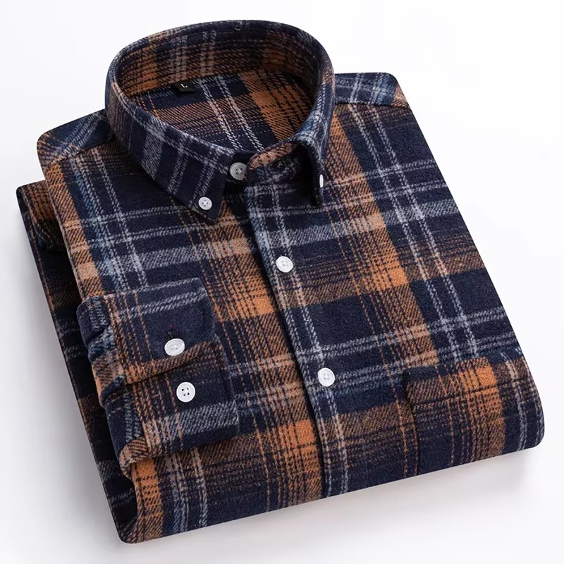 Chemise Pour Homme À Carreaux Taille Plus 7XL Manches Longues 100 Pour Cent Coton Avec Poche Poitrine Unique