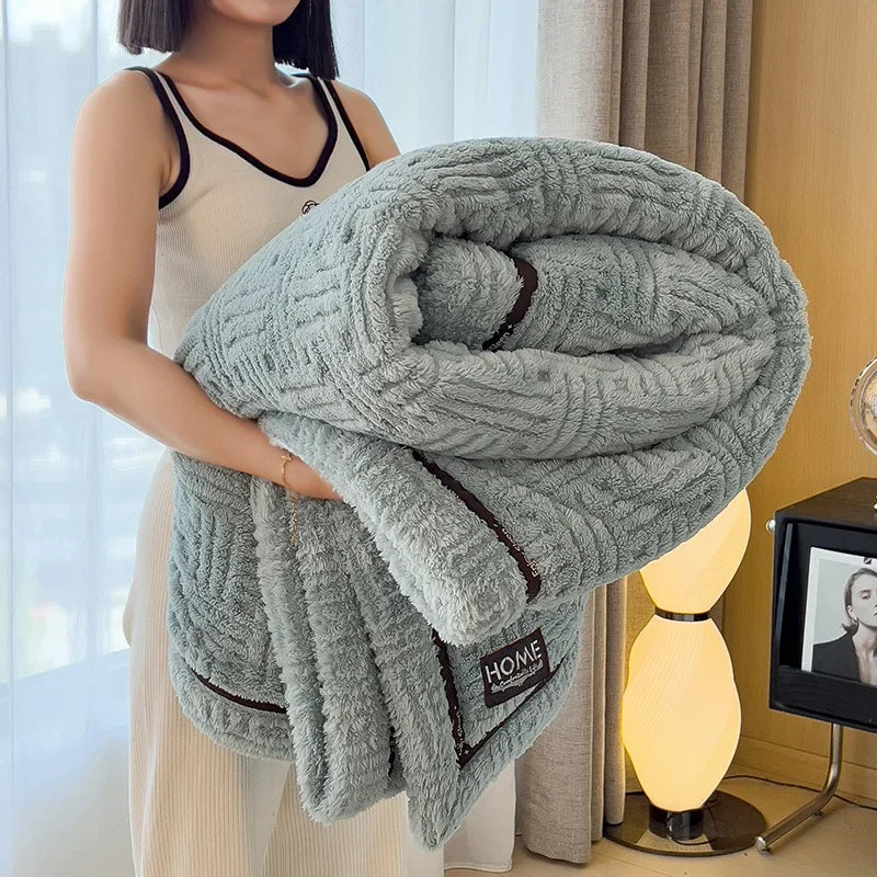 Couverture Velours Peluche Douce Double Face Avec Molleton Corail Pour Confort Absolu