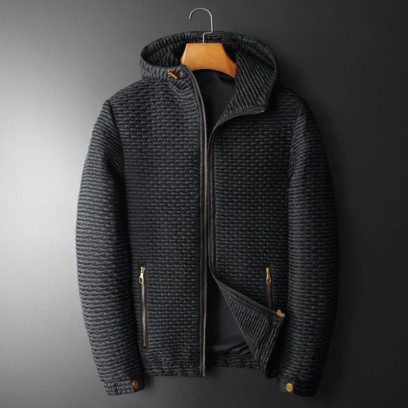 Veste Micro-Quilts Noire À Capuche Avec Doublure En Coton Et Ferrures Dorées Pour Un Look Décontracté