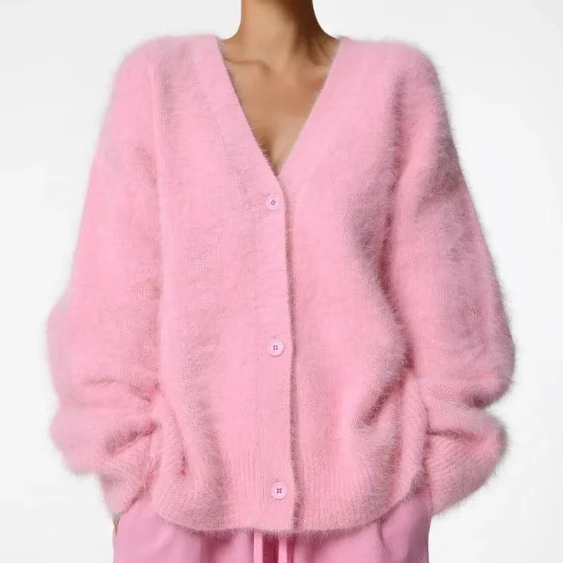 Cardigan Femme Oversize En Maille Col V Boutonné Manteau Pull Confort Chic Toutes Saisons