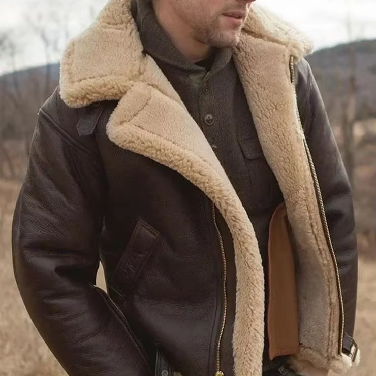 Manteau Homme Simili Cuir Automne Hiver Avec Doublure Chaude Et Poches Zippées Pour Style Quotidien