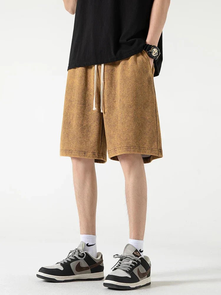 Amawinc Shorts Homme Décontracté En Mélange Coton À Taille Élastique Avec Cordon Pour Confort