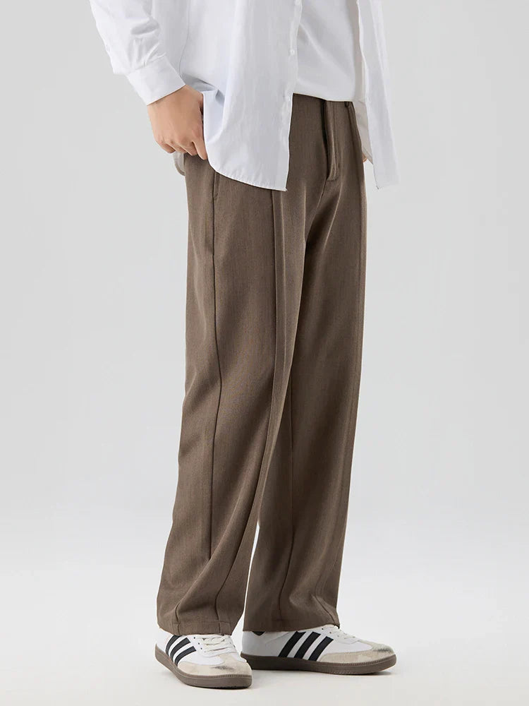 Pantalon Pli Plissé Coupe Droite Avec Ceinture Élastique Polyvalent Confort Idéal Bureau Voyage Weekend Amawinc