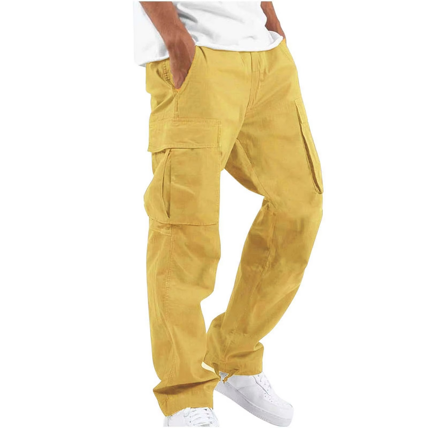 Pantalon Cargo Homme 2025 Uni Avec Poches Multiples Et Cordon Ajustable Pour Confort Quotidien