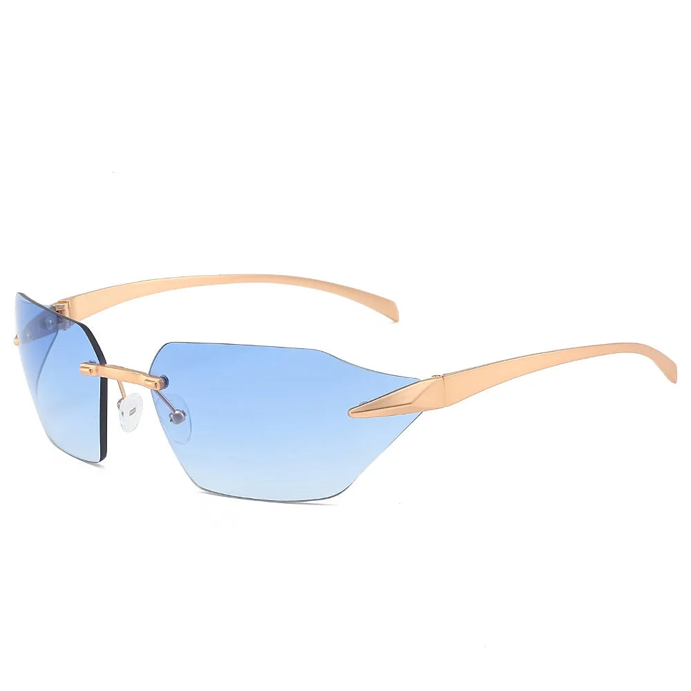 Lunettes de Soleil Vista Barcelona Rimless avec Monture Métal Doré Élégante et Raffinée pour Style Sophistiqué