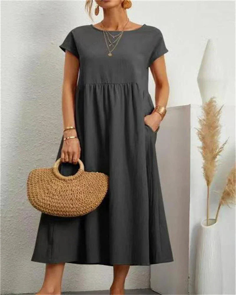 Damen-Midikleid mit komfortabler, strukturierter Brustpartie