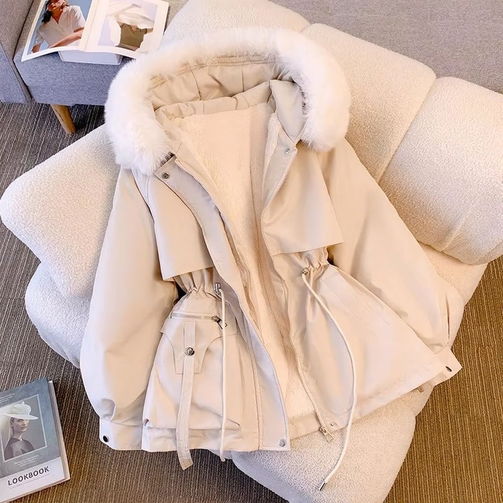 Parka Pour Femmes En Duvet Avec Doublure Polaire Chaud Manteau D'Hiver Avec Capuche À Cordon