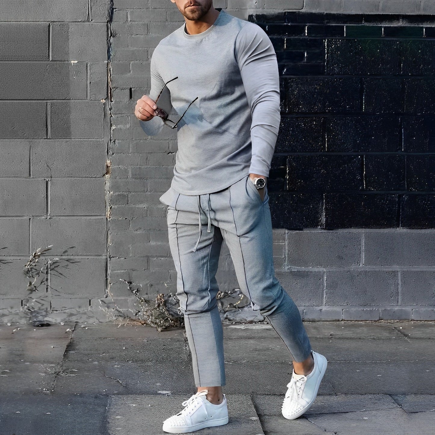 Ensemble Deux Pièces Décontracté Pour Homme James Avec Haut À Manches Longues Et Pantalon Jogger Amawinc