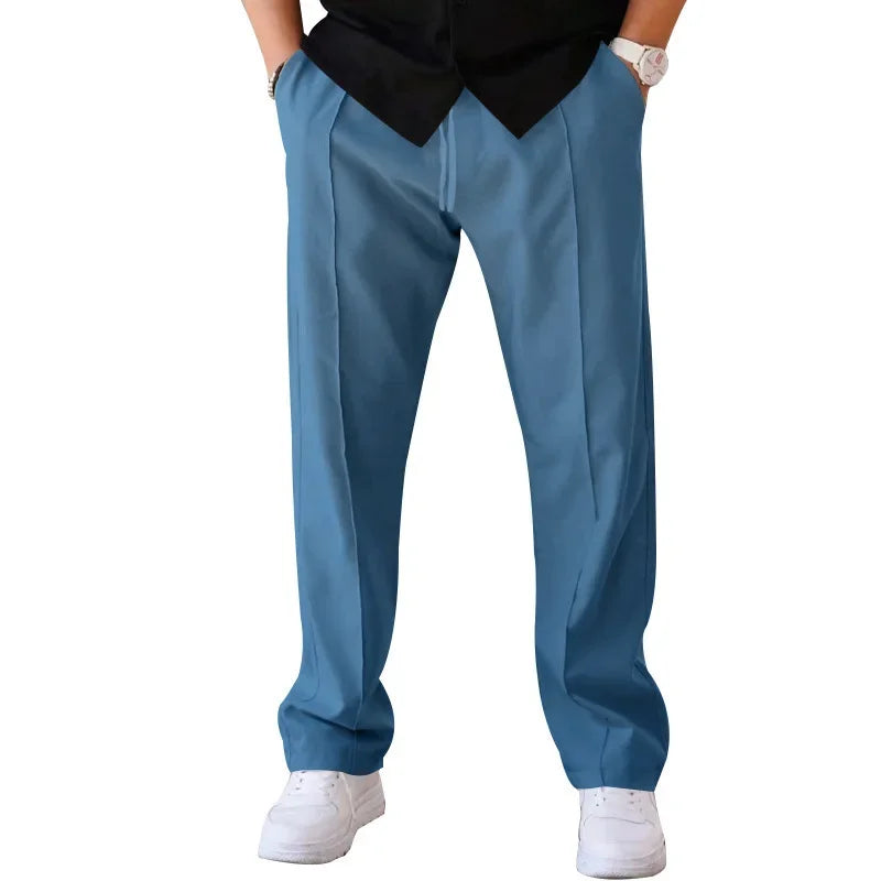 Pantalon Forme Décontractée Pour Hommes Amawinc Bleu Marine Pour Réunions D Affaires Et Événements Formels