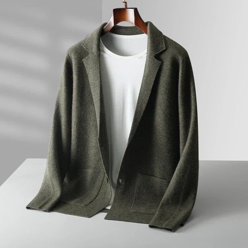 Cardigan En Laine Pour Homme Nordisk Flair Coupe Tailorée Longueur À La Hanche Revers Cranté Poches Passepoilées
