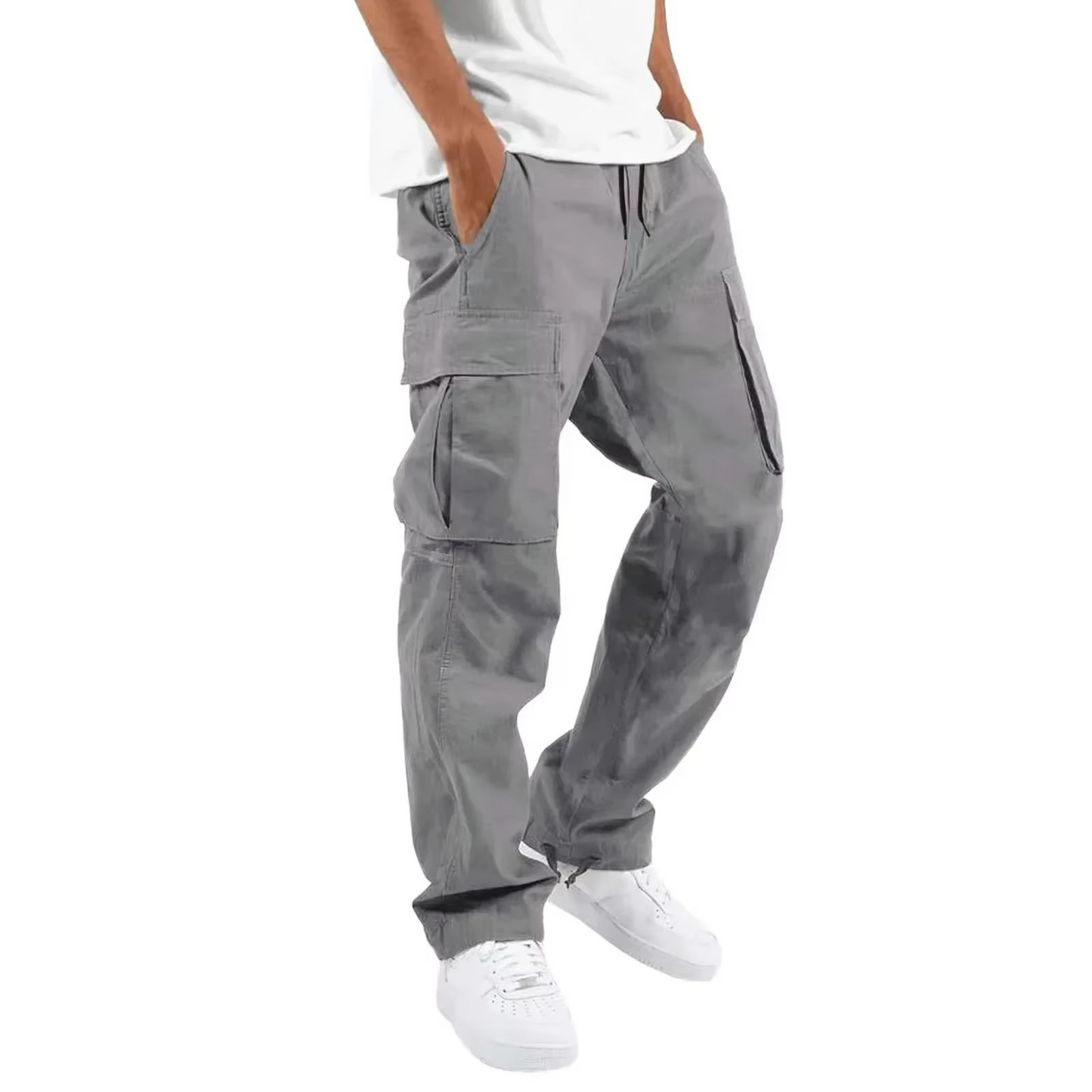 Pantalon Cargo Homme 2025 Uni Avec Poches Multiples Et Cordon Ajustable Pour Confort Quotidien