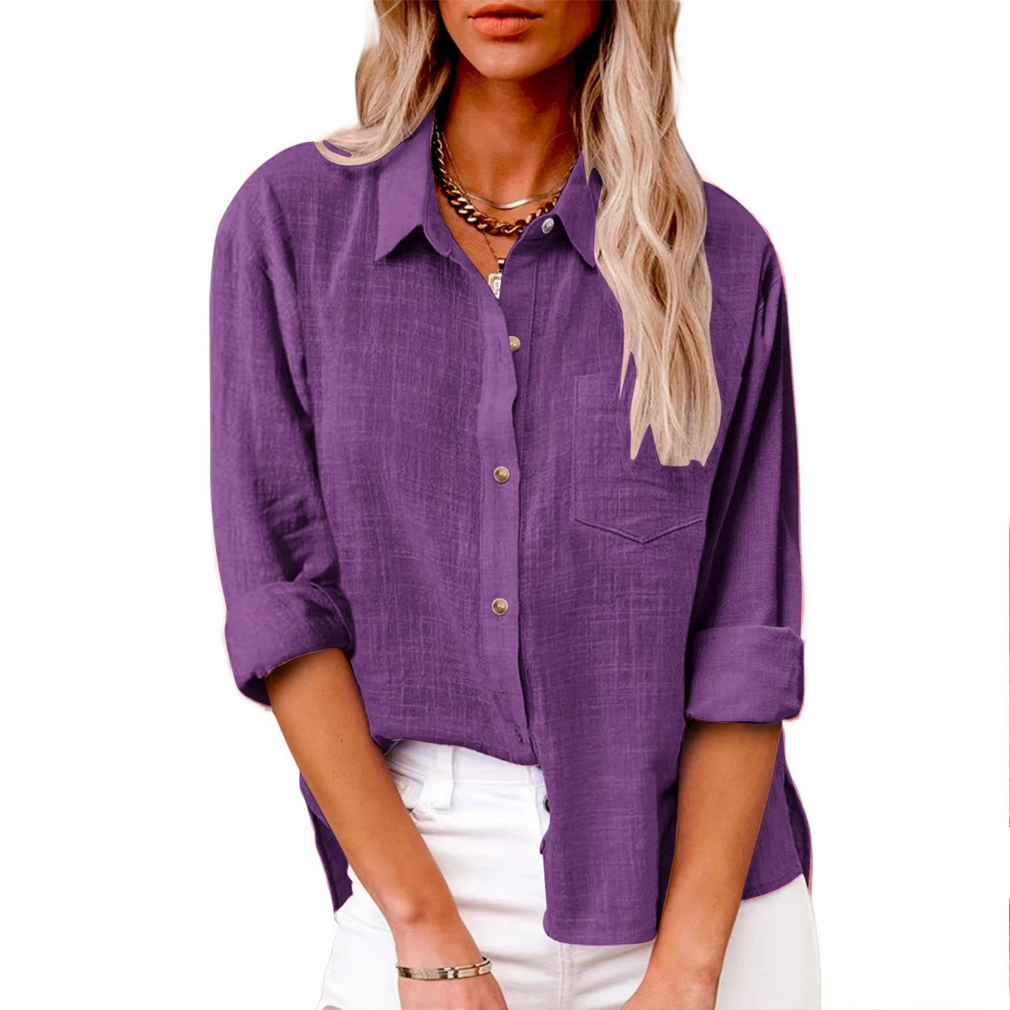 Blouse Décontractée En Coton Lin À Manches Longues Pour Femmes Printemps 2025 Confort Et Élégance