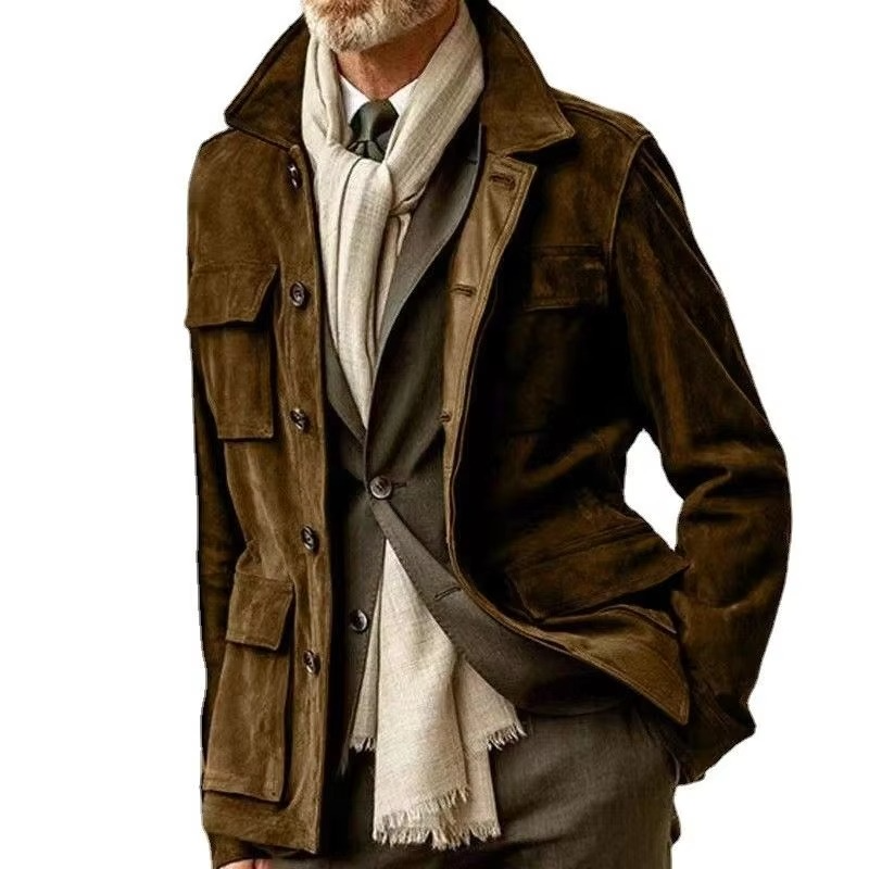 Manteau Trench Mi-Long Retro Pour Homme Décontracté Avec Revers Idéal Printemps Automne Et Superposition Quotidienne