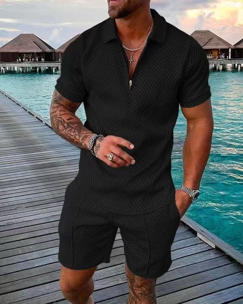 Amawinc Ensemble Polo Hawaïen Et Short Pour Homme Été Imprimé 3D Streetwear Moderne