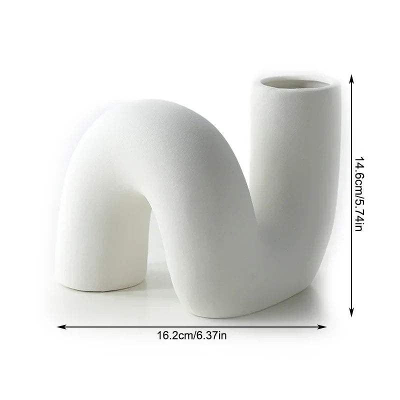Vase Abstrait Moderne En Céramique Pour Fleurs Et Verdure Décoration Contemporaine Artistique