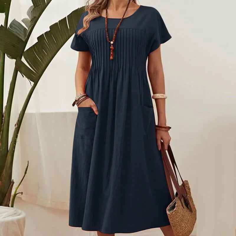 Robe Midi Décontractée Deborah Amawinc En Coton Polyester Confortable Pour Tous Les Jours