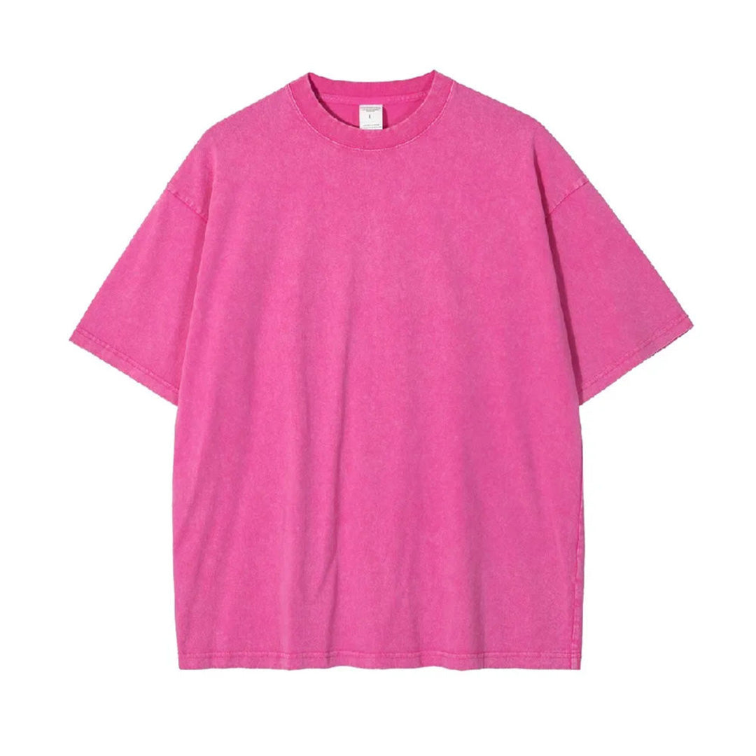 T Shirt Oversize Distressé Délavé En Coton Vintage Multicolore Manches Courtes Coupe Décontractée
